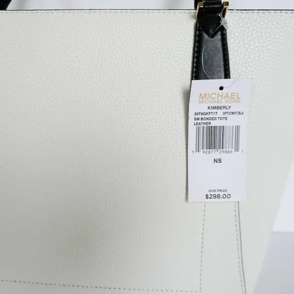 Michael Kors Kimberly Small Bonded Tote Leather Bag White Back - Picture 10 of 10